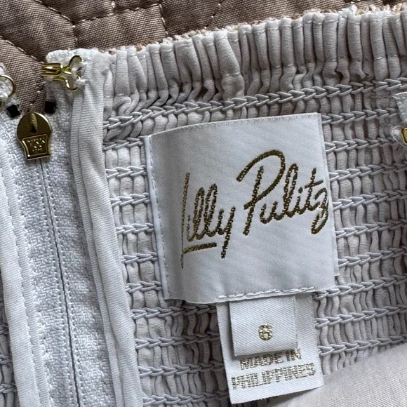 Lilly Pulitzer Jorgian Beige and White Linen Dress Size 6 - Picture 5 of 6